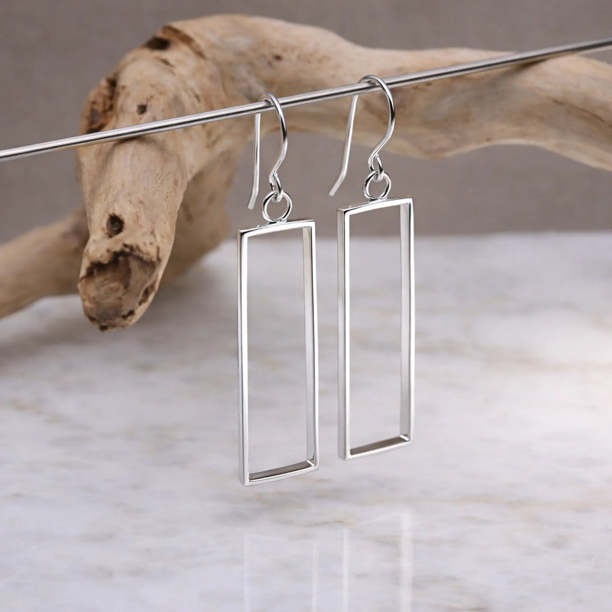 Vera Sterling Silver Rectangle Earrings