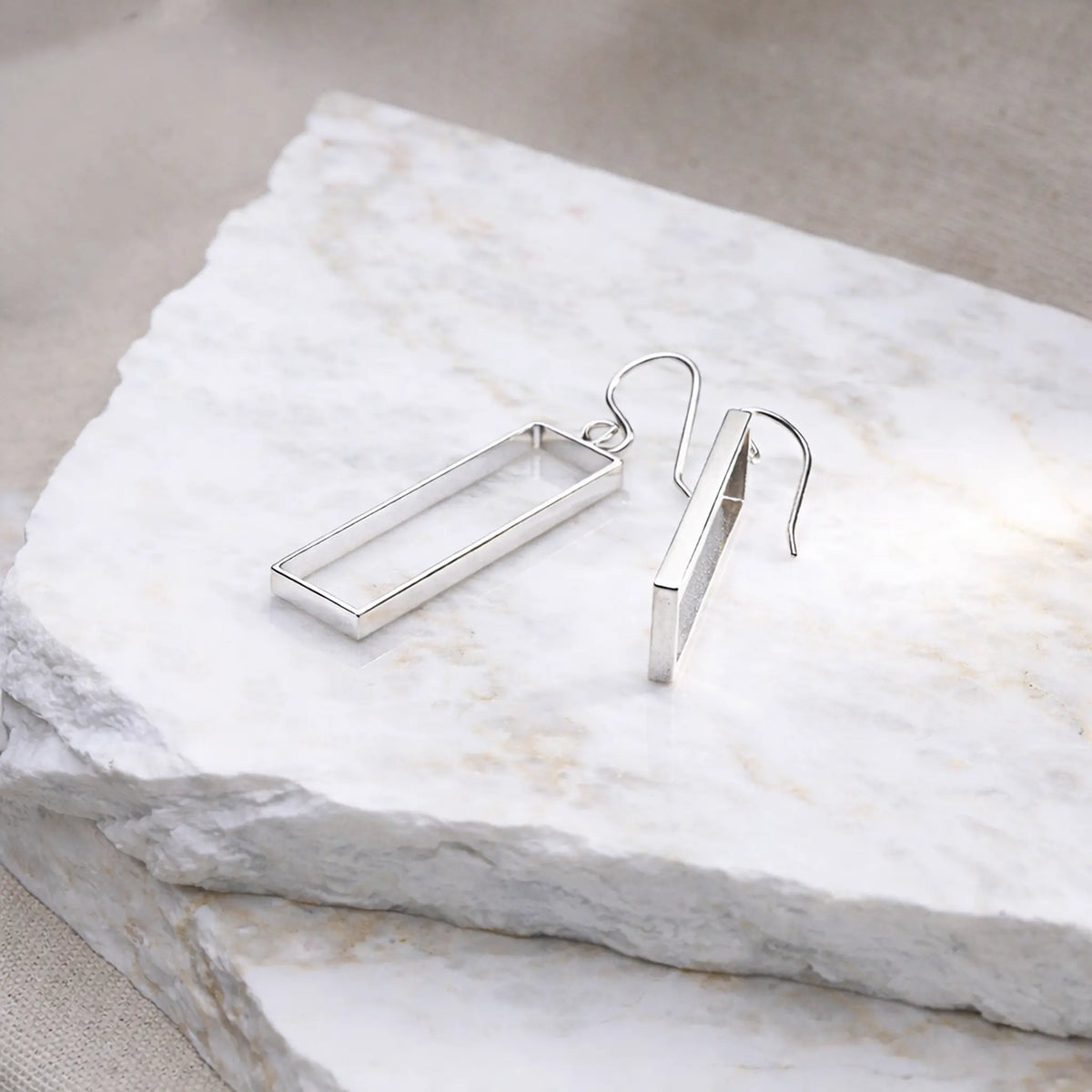 Vera Sterling Silver Rectangle Earrings
