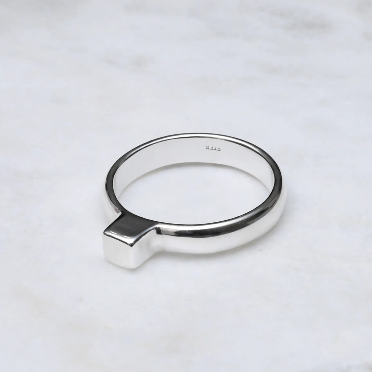 Set Square Silver Cube Ring