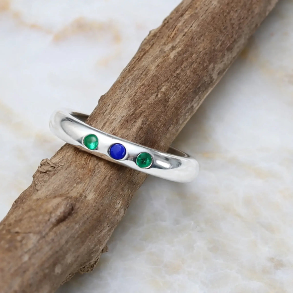 Trust Emerald and Lapis Sterling Silver Ring