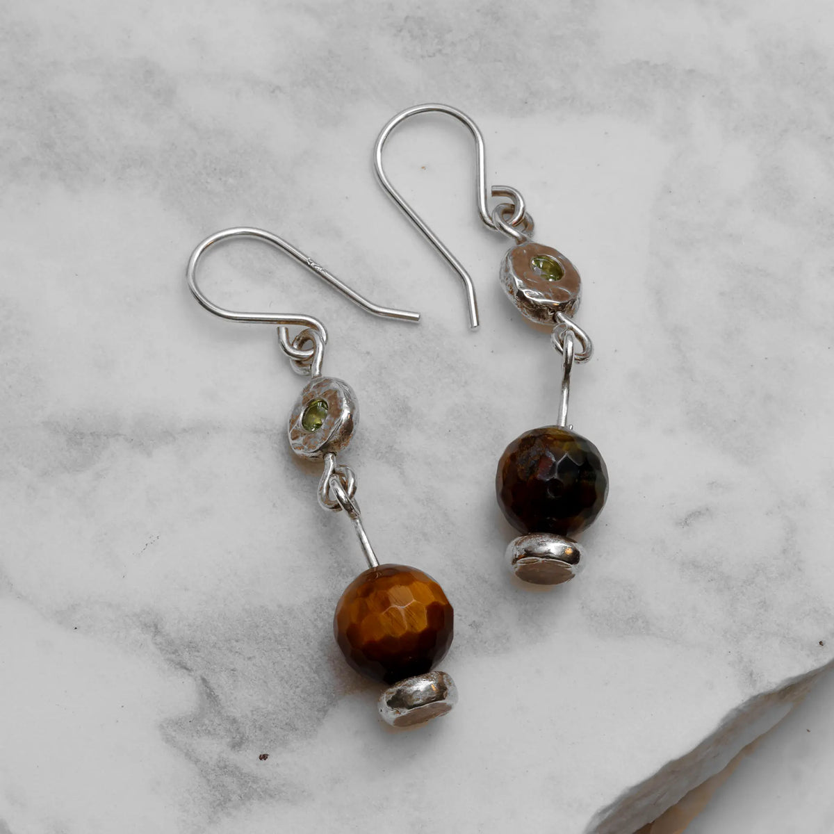 Nysa Peridot and Cat Eye Drop  Earrings